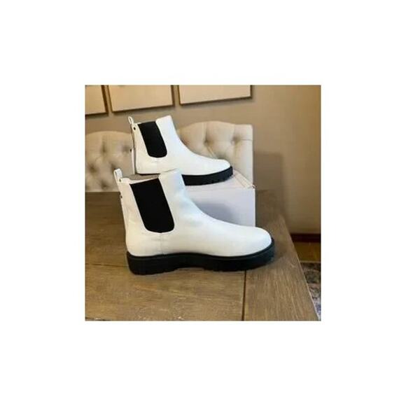 1906 Rollda Women's Chelsea Boots Low Heel Round Toe Fashion Ankle Booties White - Picture 2 of 8
